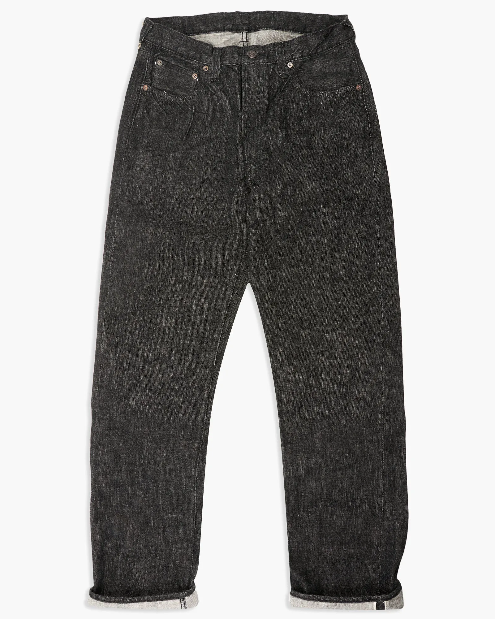 Fullcount 1101BK 13.7oz Selvedge Straight Fit Mens Jeans - Black Onewash