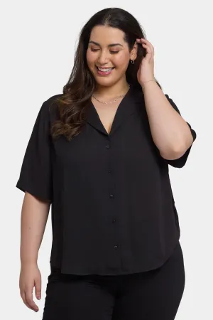 Gabrielle Short Sleeved Blouse In Plus Size - Black