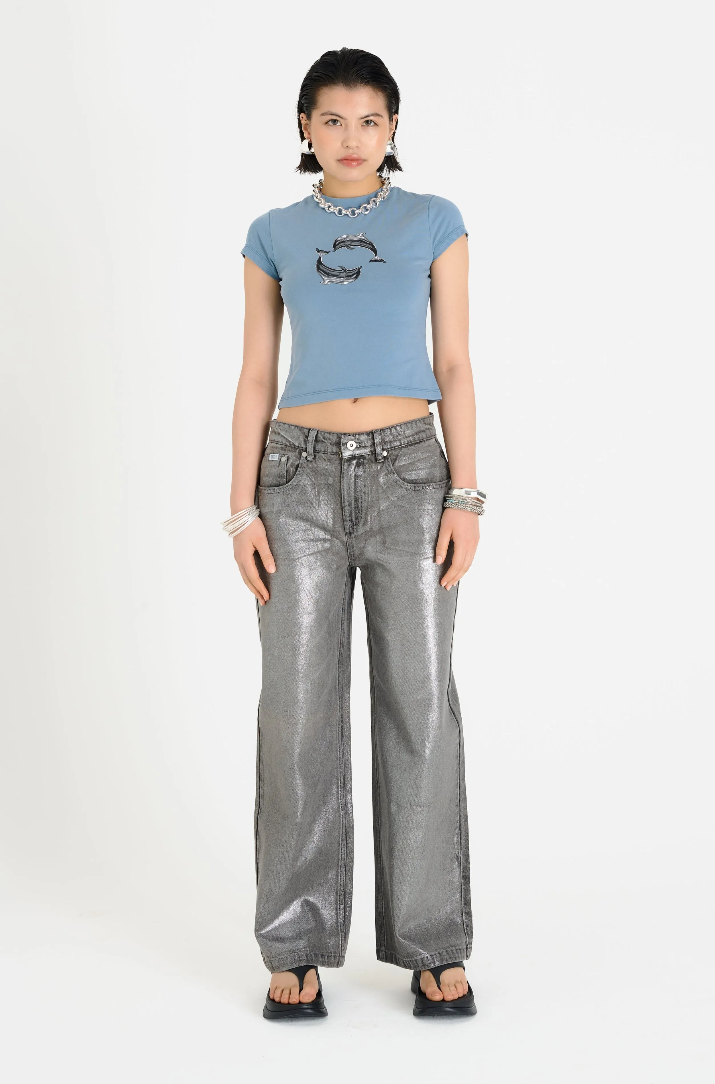 Glimmer Foiled Release Jeans