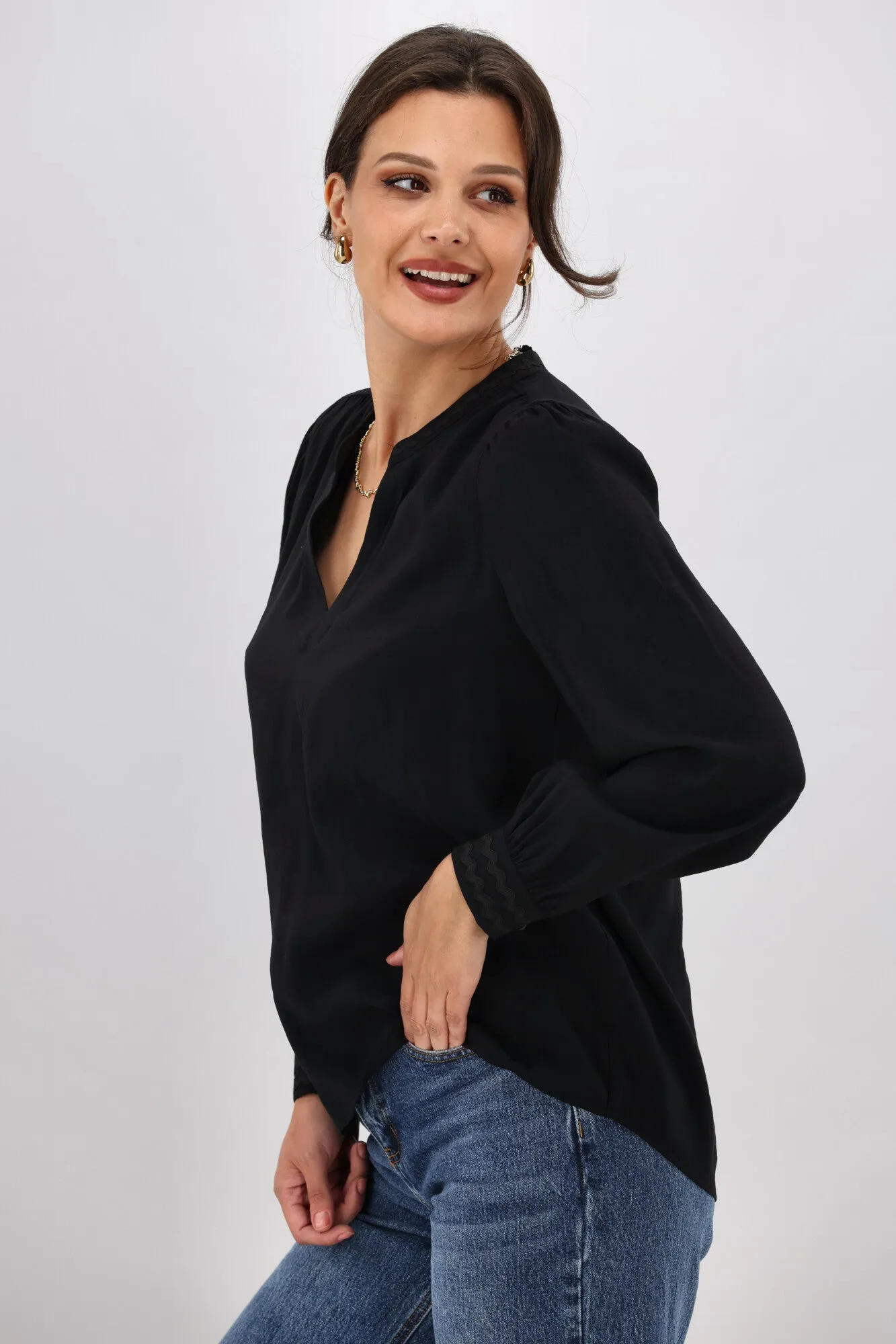 Gloss the Label Aimee Ric Rac Top Black