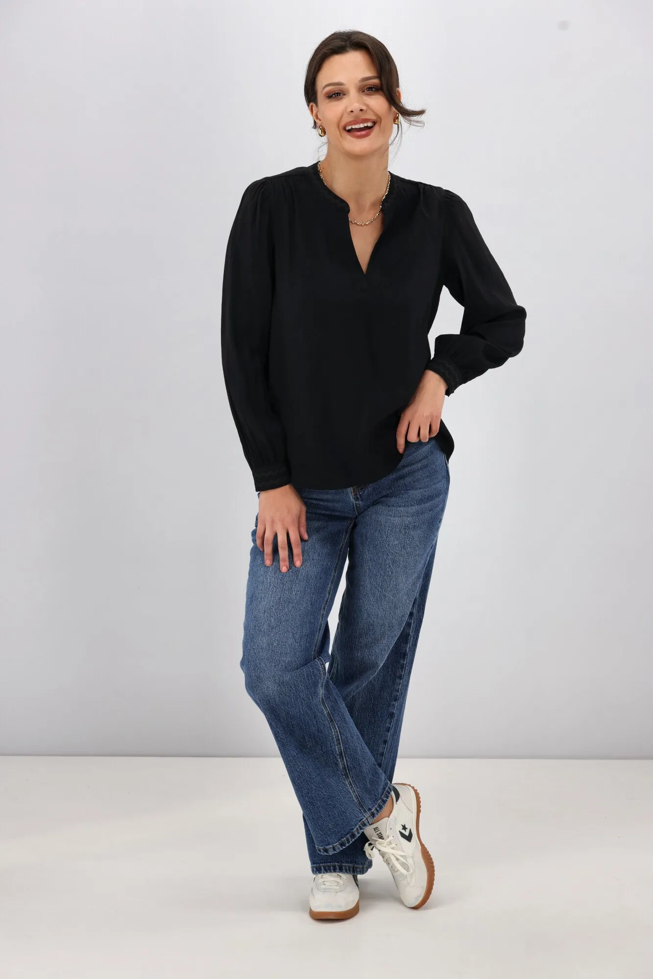 Gloss the Label Aimee Ric Rac Top Black