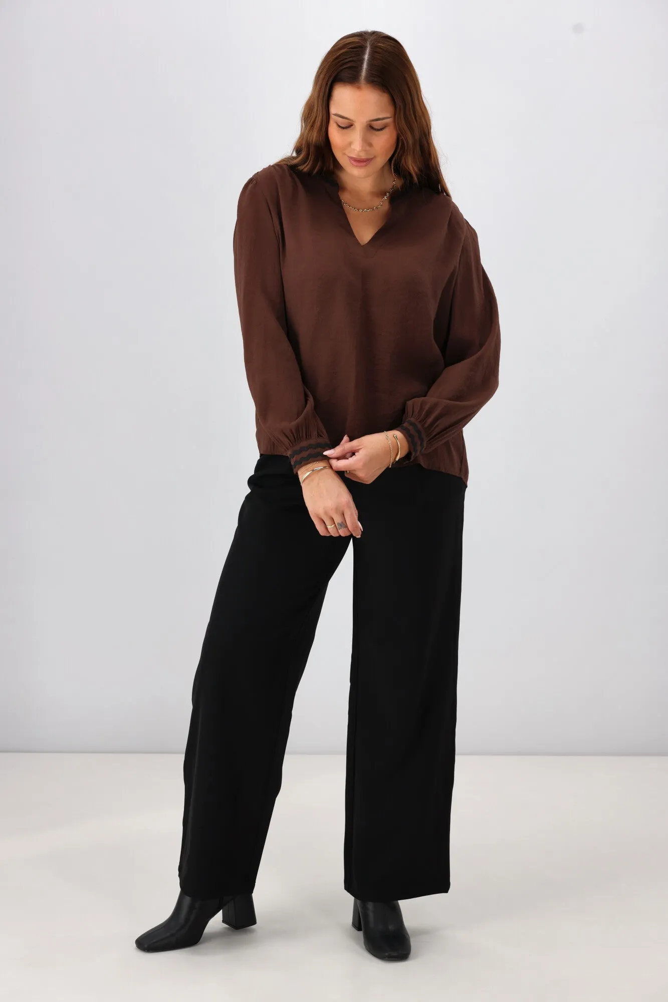 Gloss the Label Aimee Ric Rac Top Chocolate