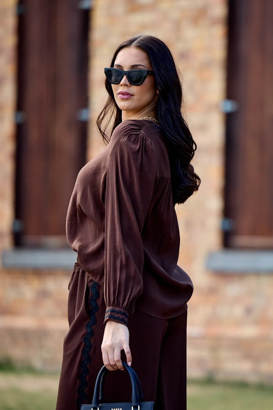 Gloss the Label Aimee Ric Rac Top Chocolate