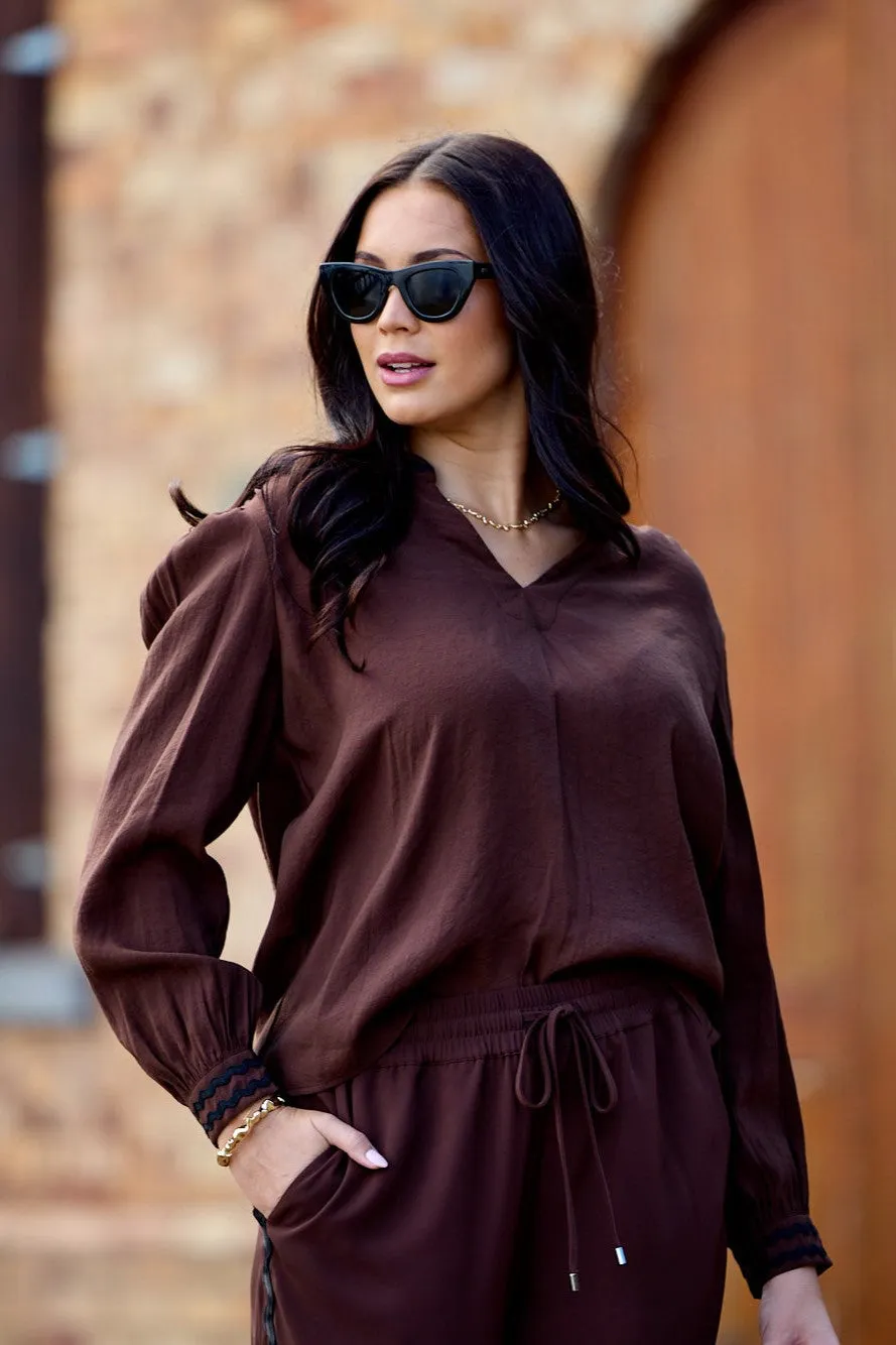 Gloss the Label Aimee Ric Rac Top Chocolate