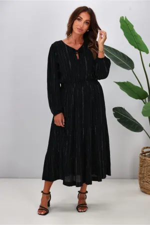 Gloss The Label Livia Midi Dress Black Lurex