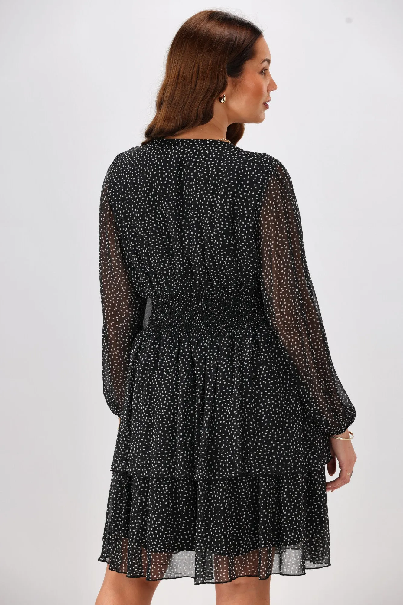 Gloss The Label Mireille Midi Dress Black Spot