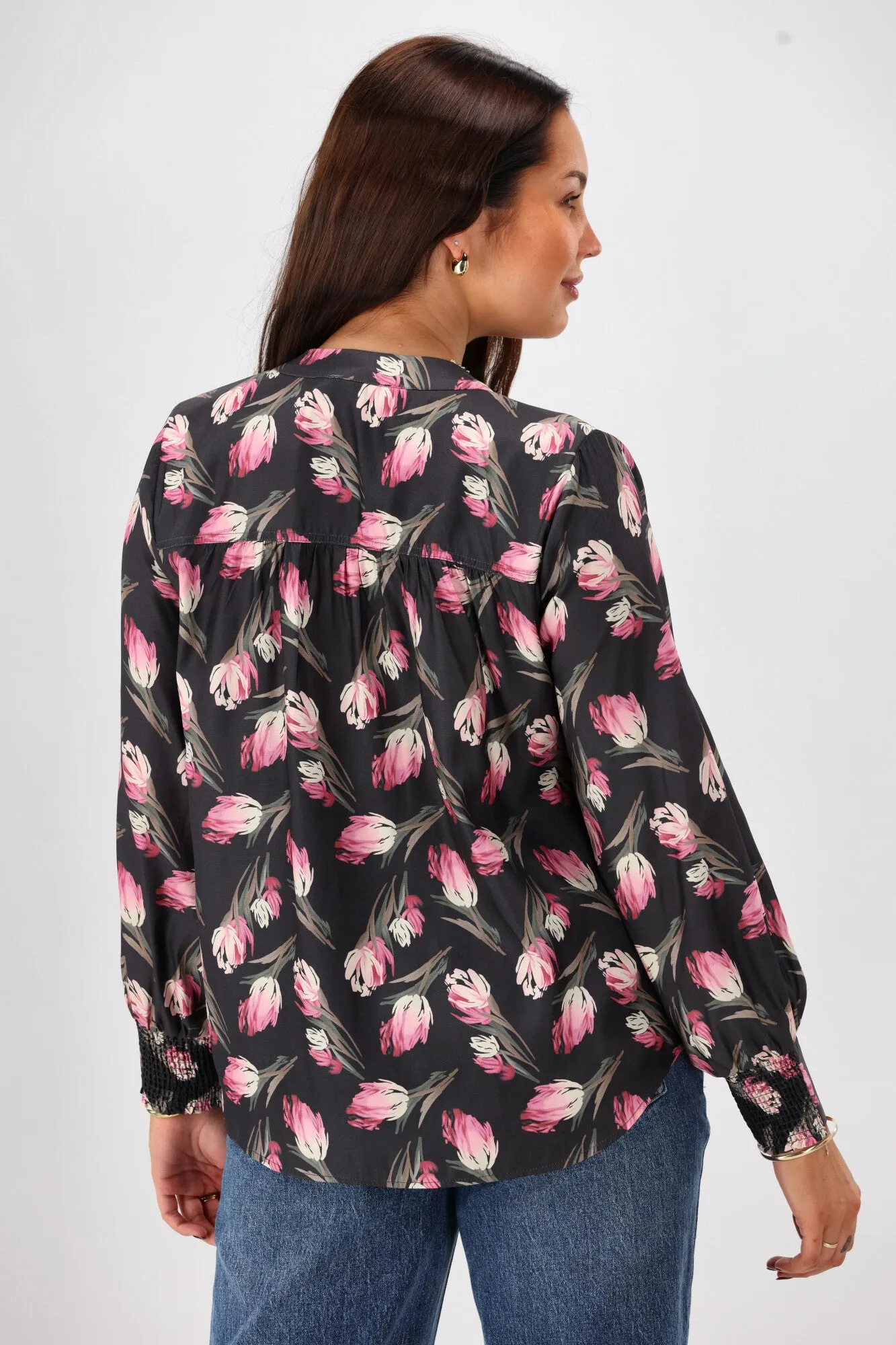 Gloss The Label Sattva Shirred Detail Blouse Autumn Floral