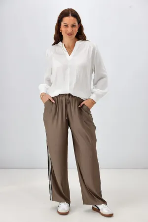 Gloss the Label Taylor Side Taped Wide Leg Pants Espresso