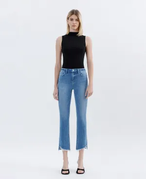Instinctive - High Rise Raw Slant Hem Slim Straight Jeans