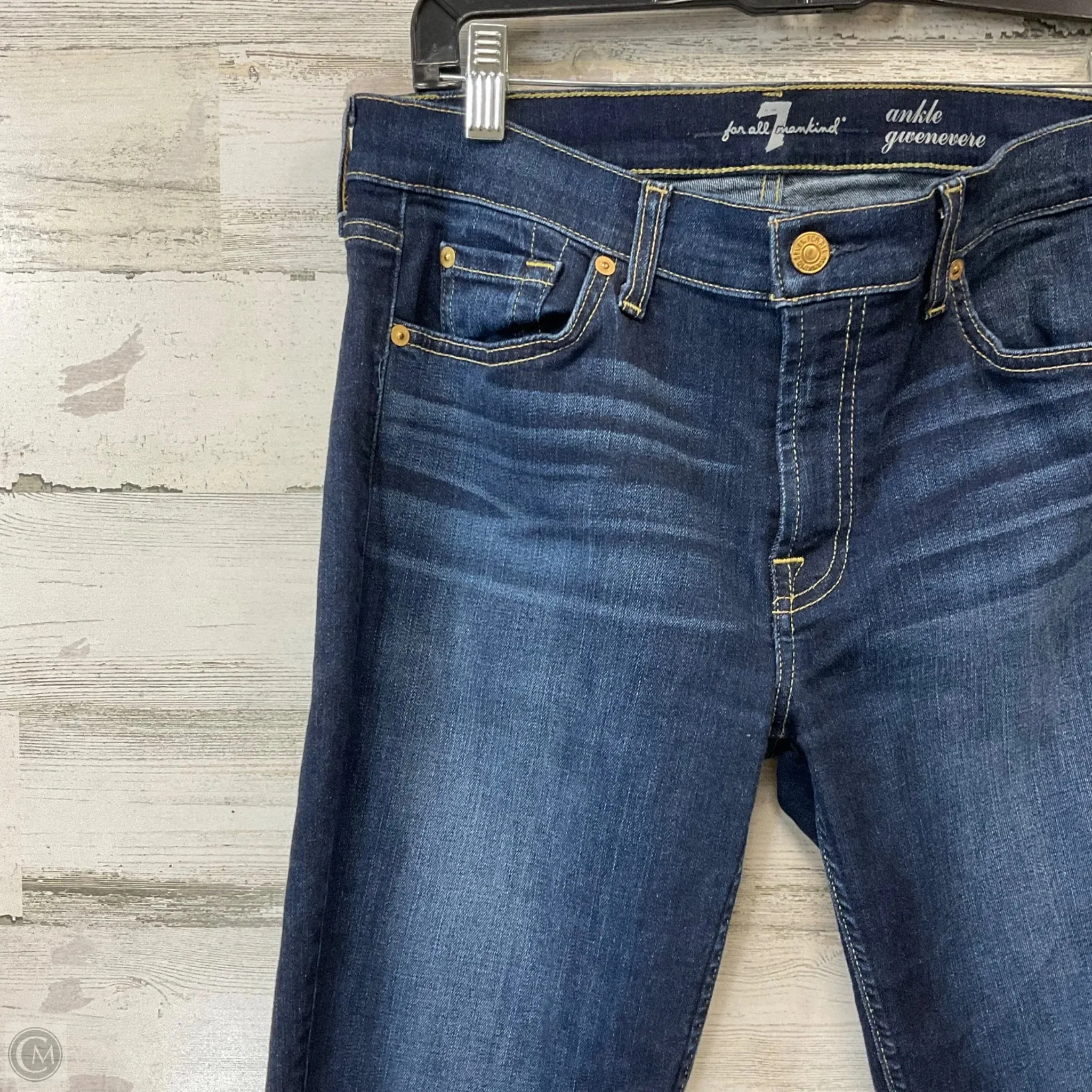 Jeans Cropped By 7 For All Mankind In Blue Denim, Size: 12