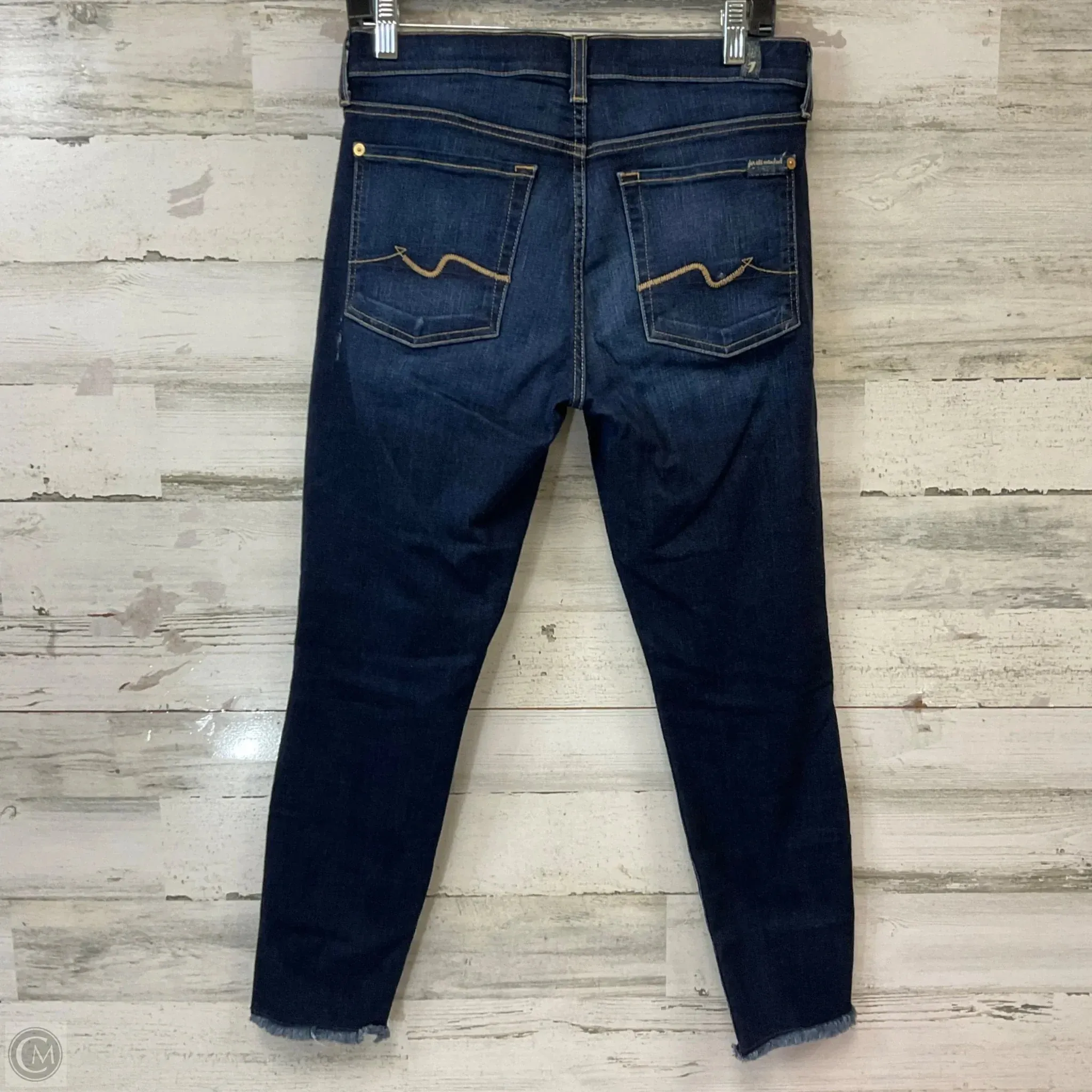 Jeans Cropped By 7 For All Mankind In Blue Denim, Size: 12