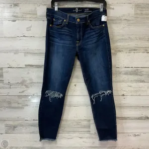 Jeans Cropped By 7 For All Mankind In Blue Denim, Size: 12