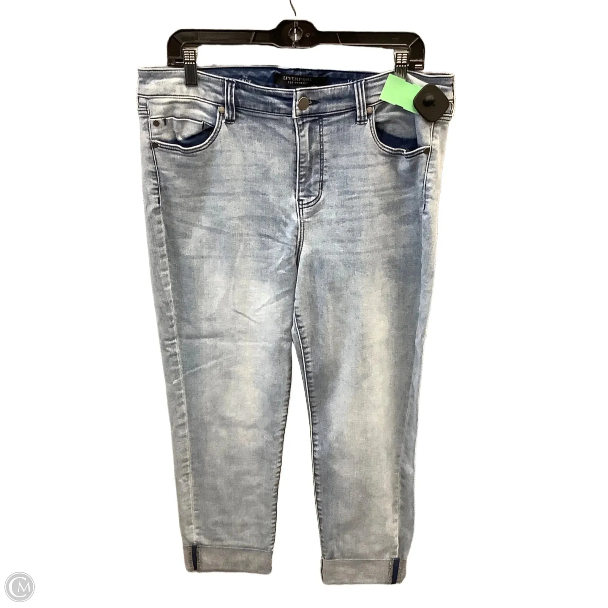 Jeans Cropped By Liverpool In Blue Denim, Size: 14