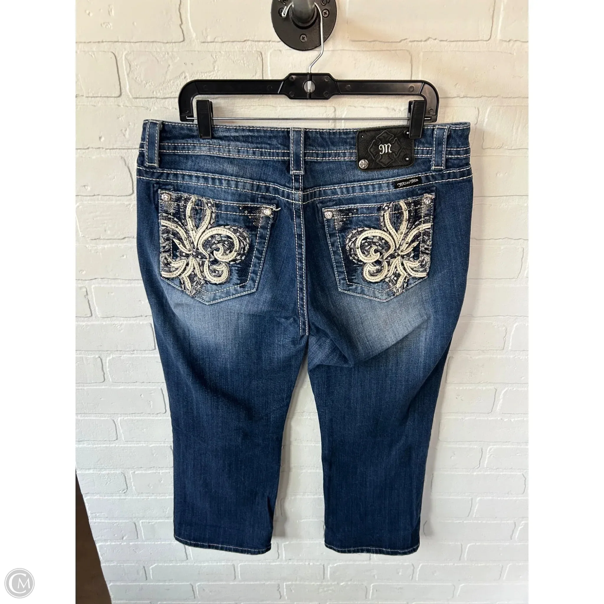 Jeans Cropped By Miss Me In Blue Denim, Size: 14