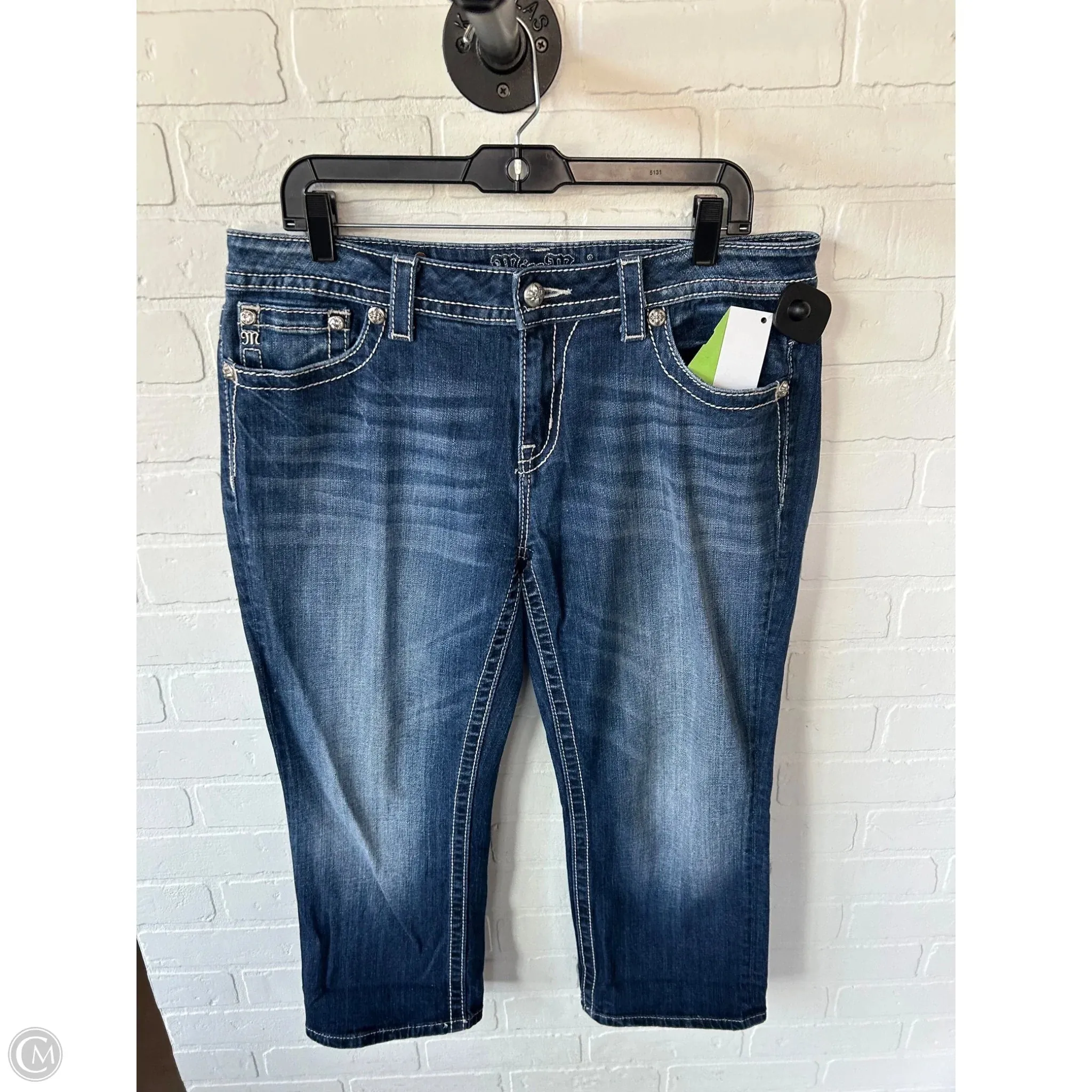 Jeans Cropped By Miss Me In Blue Denim, Size: 14