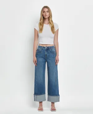 Joysome - Super High Rise Cuffed Baggy Wide Leg Jeans