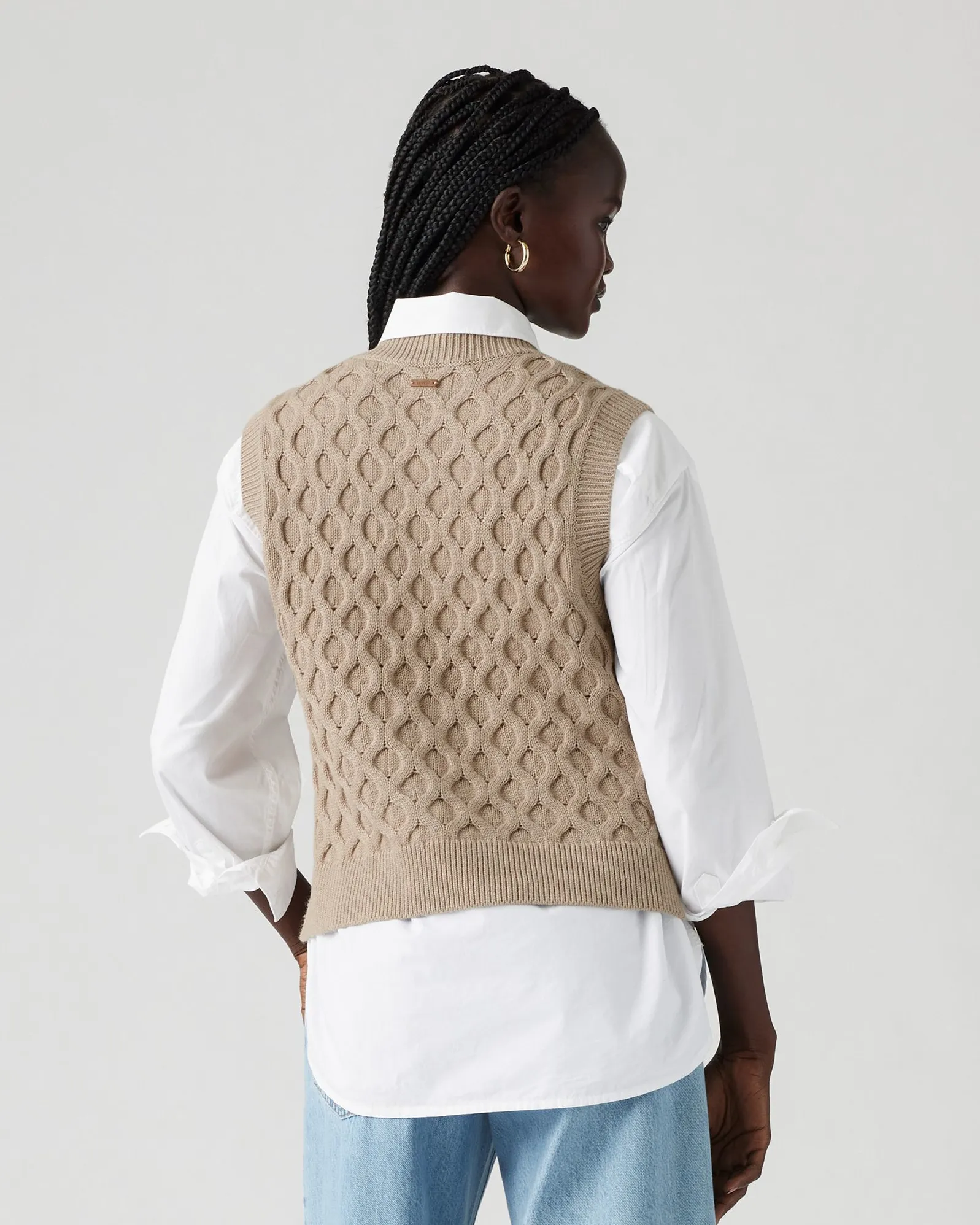 Levi's® Womens Bluebell Cable Sweater Vest - Mid Oatmeal Heather