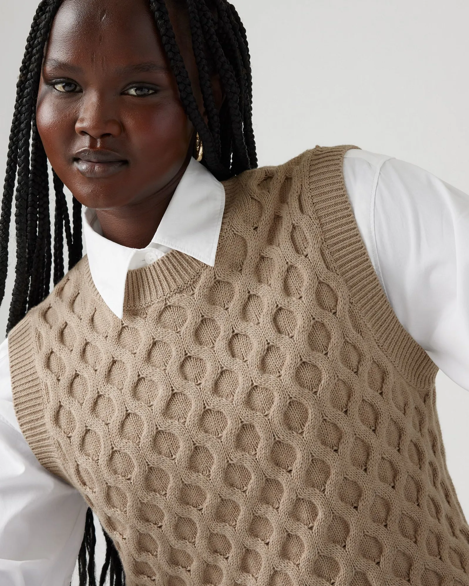 Levi's® Womens Bluebell Cable Sweater Vest - Mid Oatmeal Heather