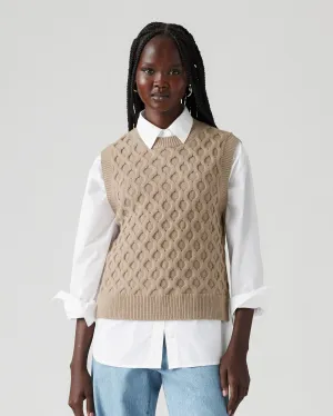 Levi's® Womens Bluebell Cable Sweater Vest - Mid Oatmeal Heather