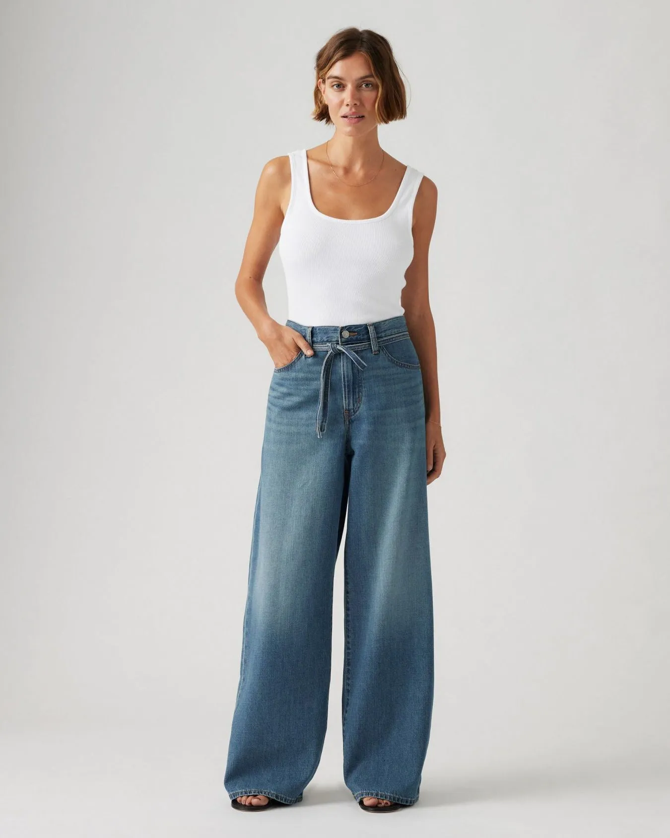 Levi's® Womens XL Straight Wide Leg Linen  Denim Jeans - Stop Flaxing