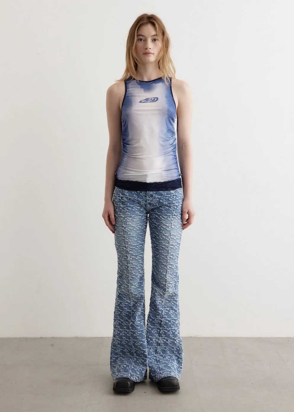 Lisa Watercolour Sprayed Logo Shirring Top