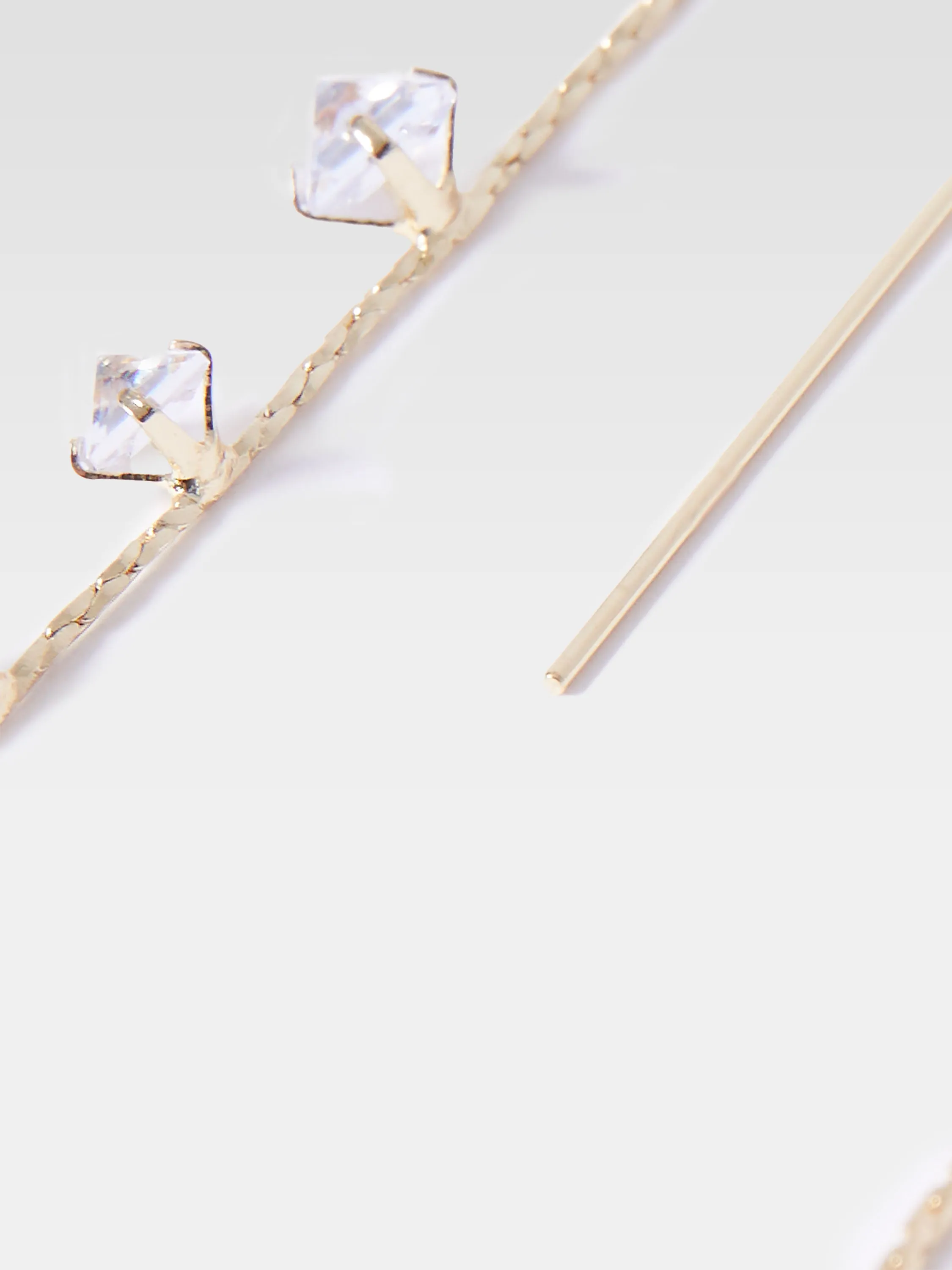 Long Diamante Threader Earrings
