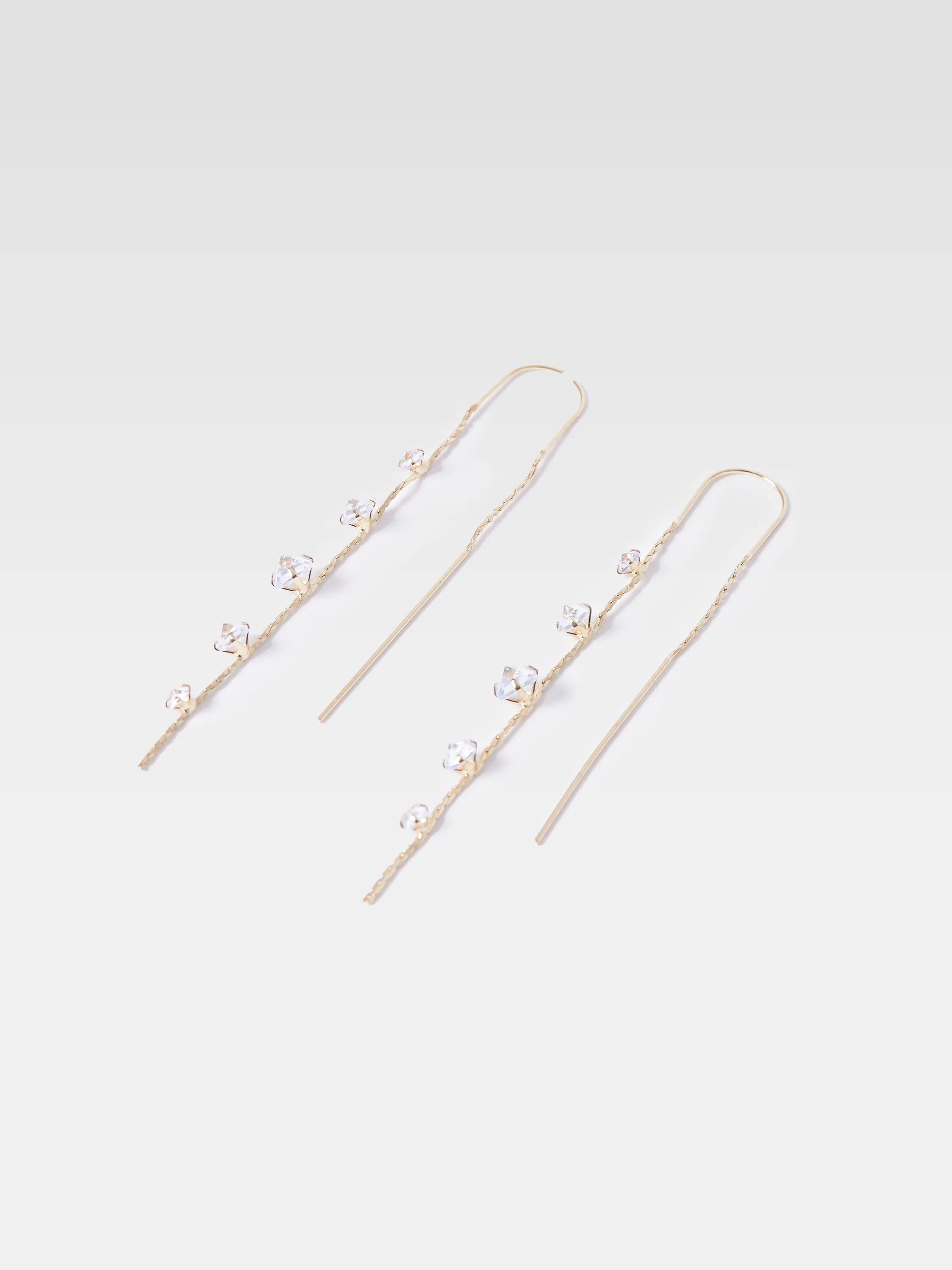 Long Diamante Threader Earrings