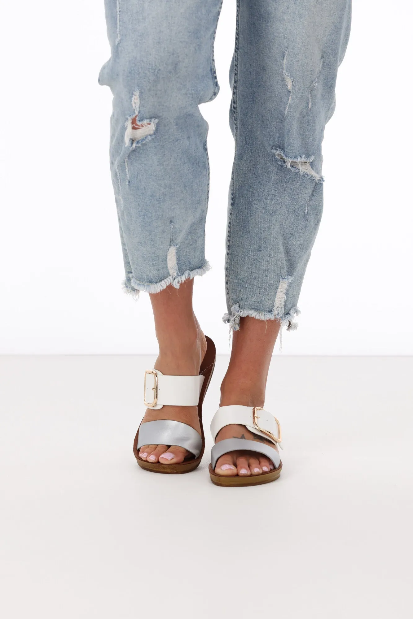 Los Cabos Doti Sandal Silver White