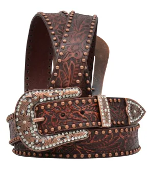 M&F 1 1/2 DK BROWN FLRL EMB W/BROWN DA1034