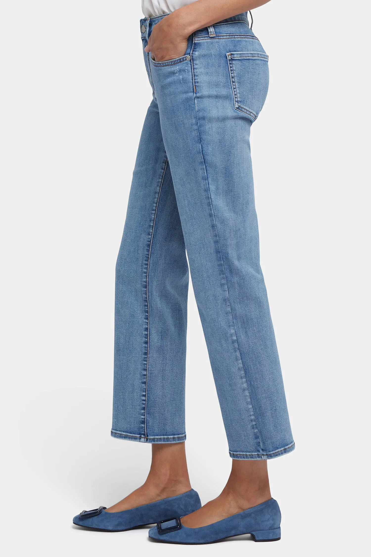 Marilyn Straight Ankle Jeans In Petite - Minorca Isle