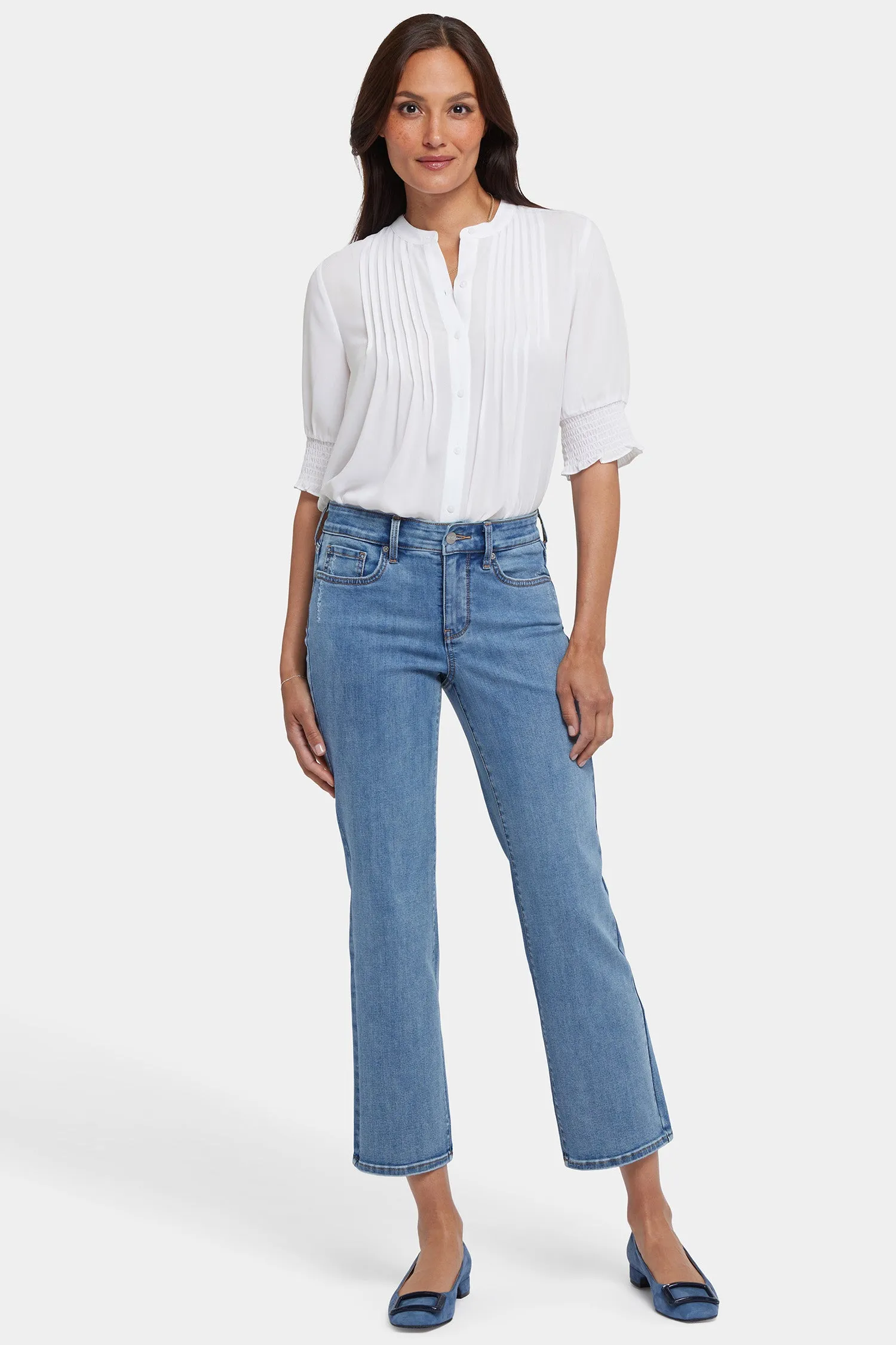 Marilyn Straight Ankle Jeans In Petite - Minorca Isle