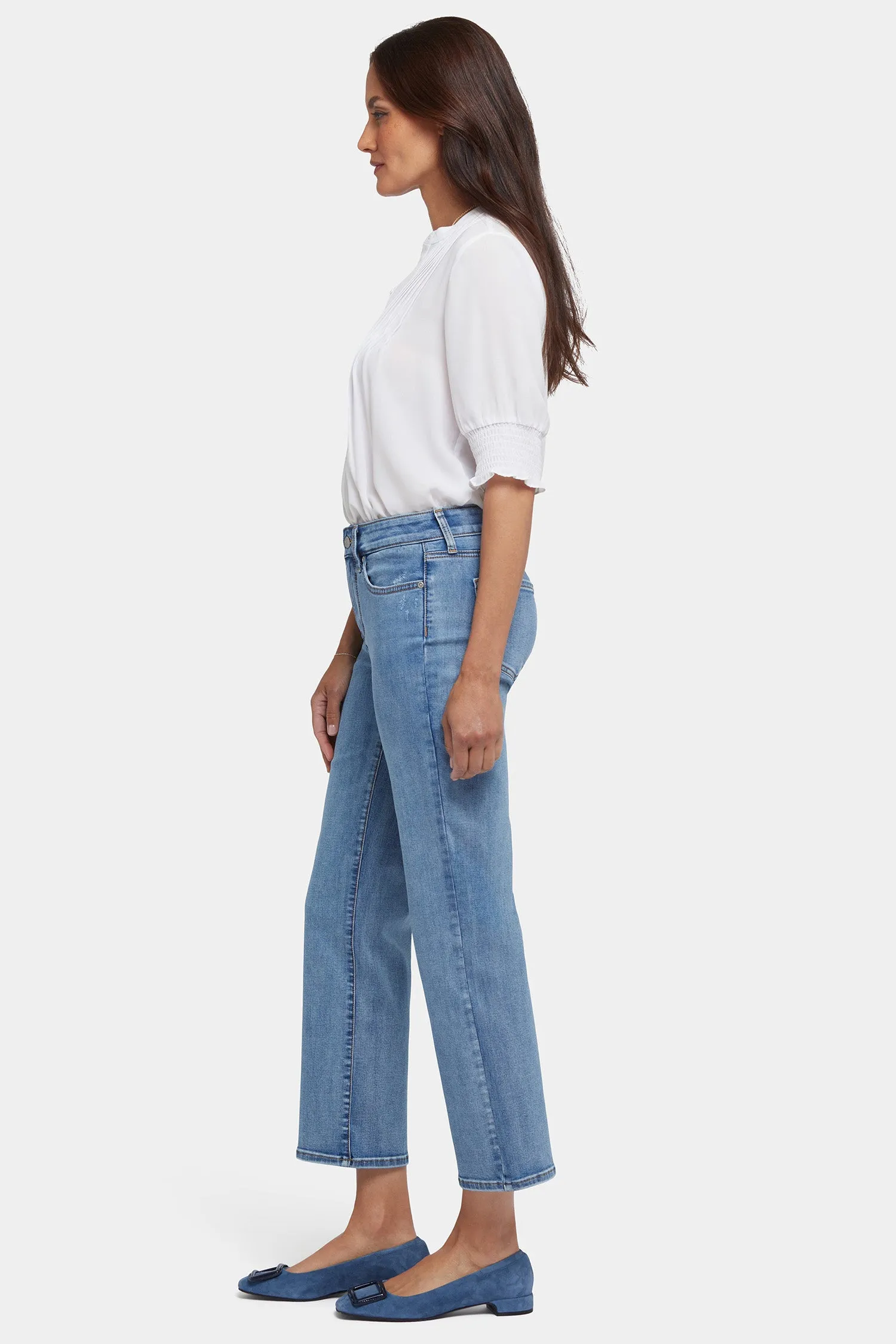 Marilyn Straight Ankle Jeans In Petite - Minorca Isle
