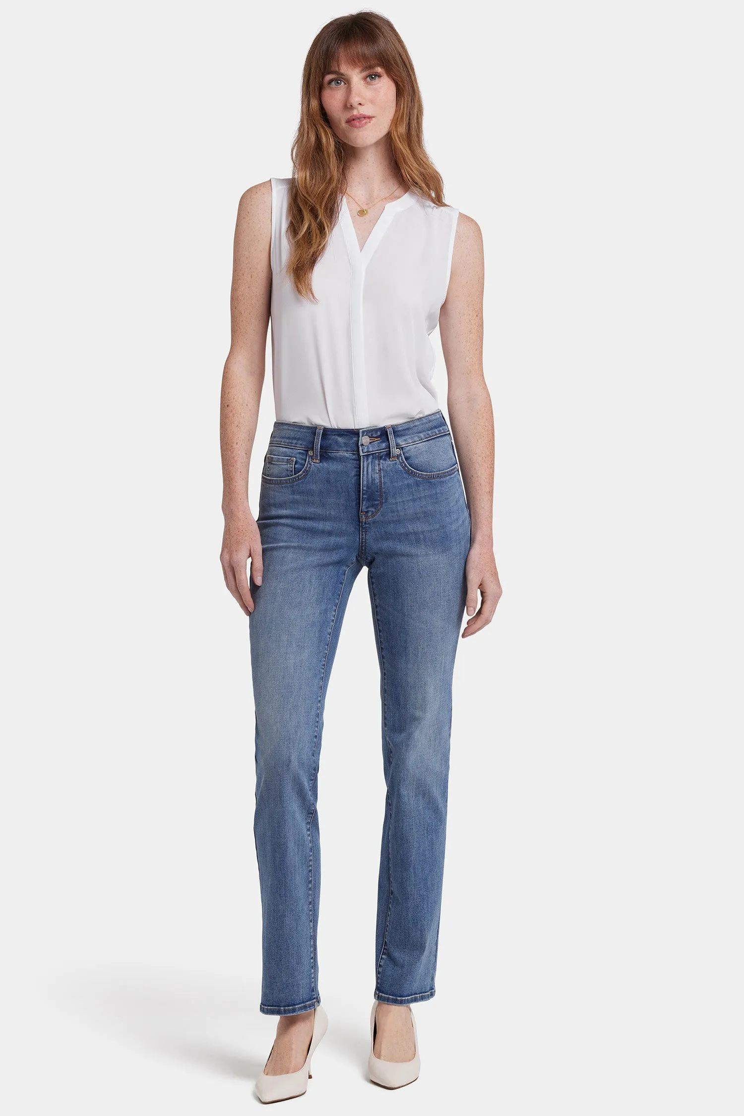 Marilyn Straight Jeans In Long Inseam - Majorca Bay
