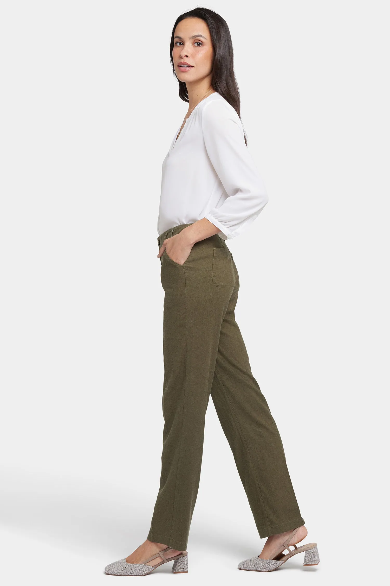 Marilyn Straight Pants In Petite - Bay Leaf