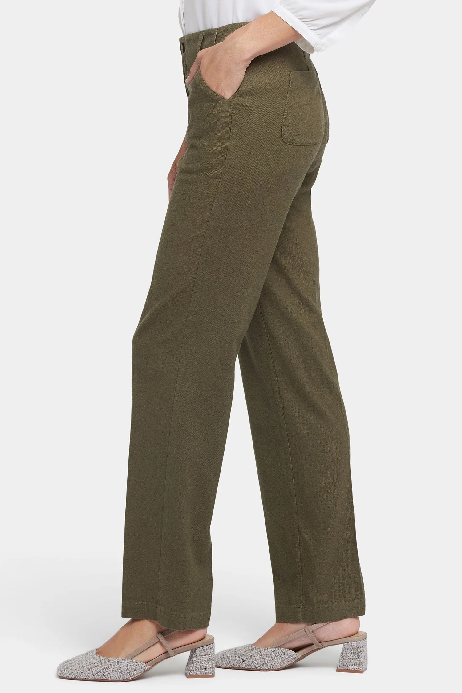Marilyn Straight Pants In Petite - Bay Leaf