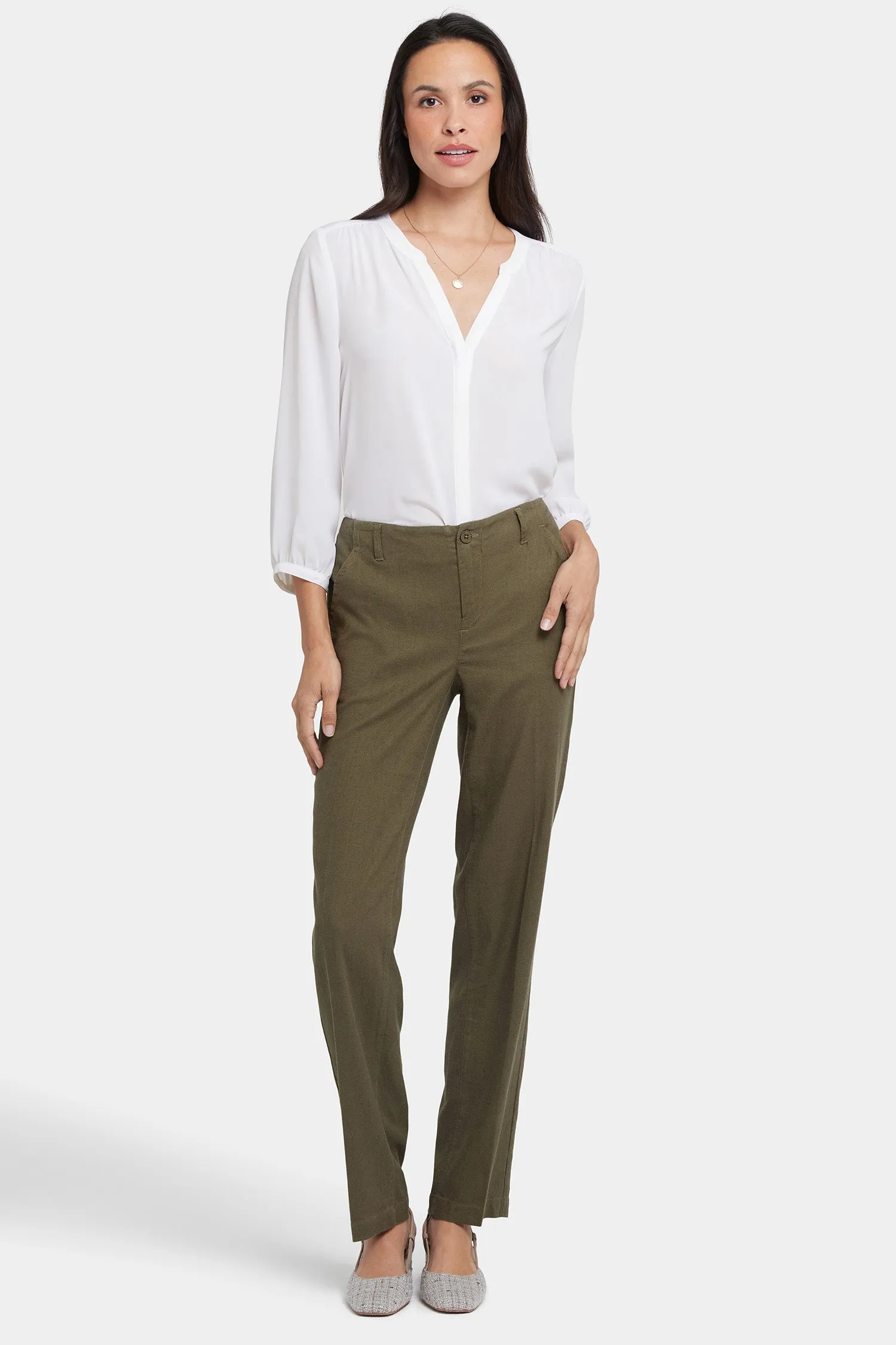 Marilyn Straight Pants In Petite - Bay Leaf
