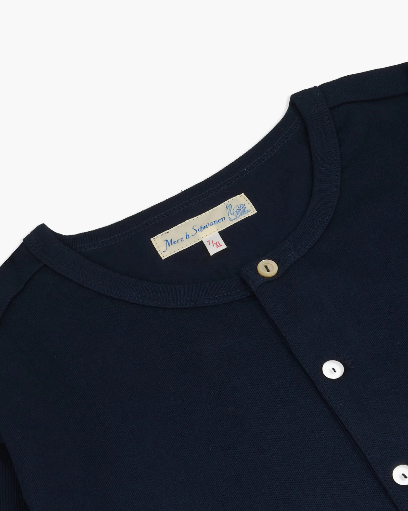 Merz b. Schwanen Good Originals 206 7.2oz Loopwheeled Henley - Ink Blue