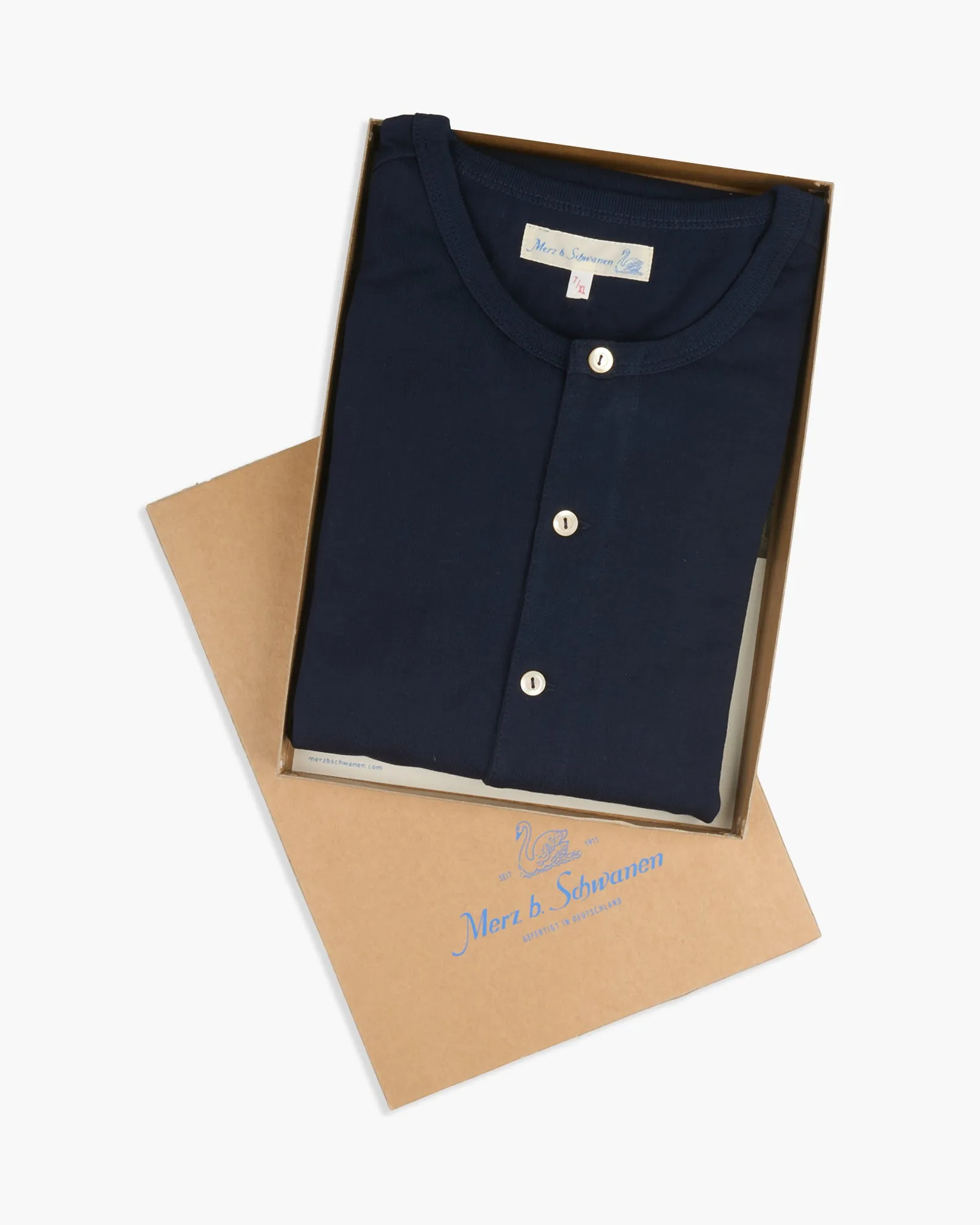 Merz b. Schwanen Good Originals 206 7.2oz Loopwheeled Henley - Ink Blue