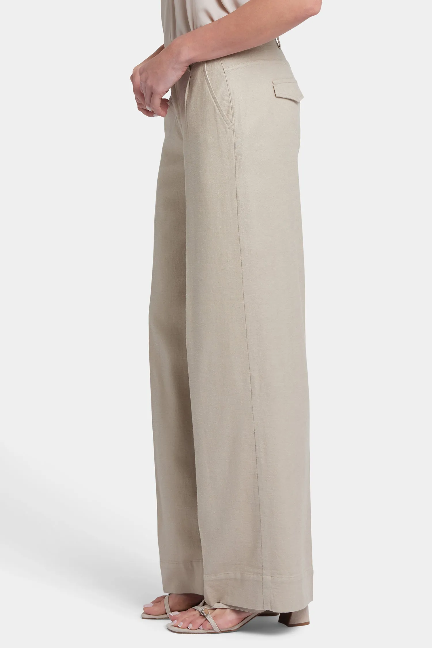 Mona Wide Leg Trouser Pants - Feather