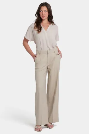 Mona Wide Leg Trouser Pants - Feather
