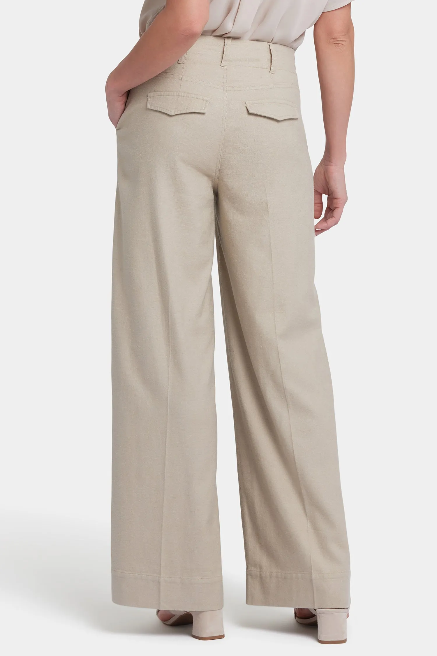 Mona Wide Leg Trouser Pants - Feather