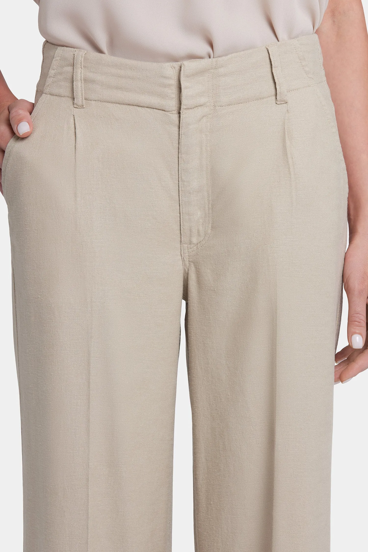 Mona Wide Leg Trouser Pants - Feather