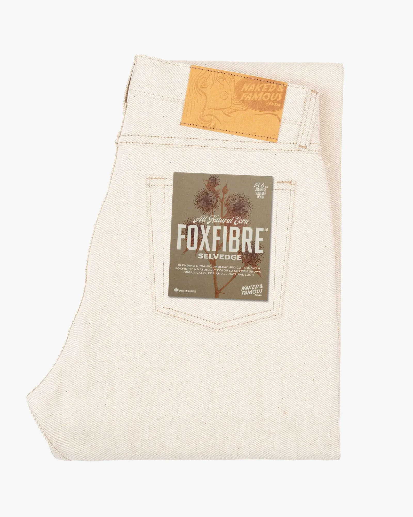 Naked & Famous Denim True Guy Regular Straight Mens Jeans - All Natural Ecru Foxfibre® Selvedge