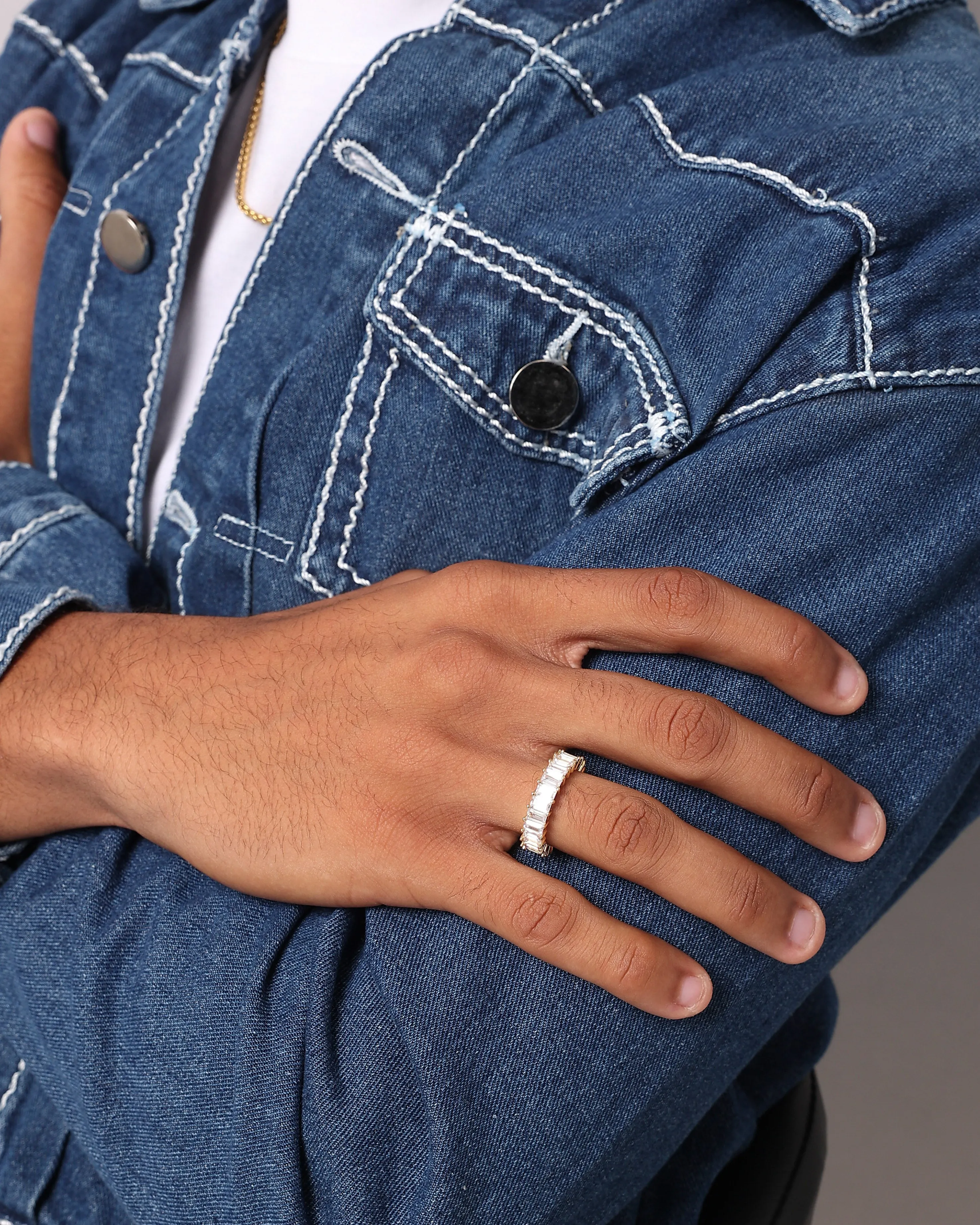 NXS Baguette Ring Iced White Gold