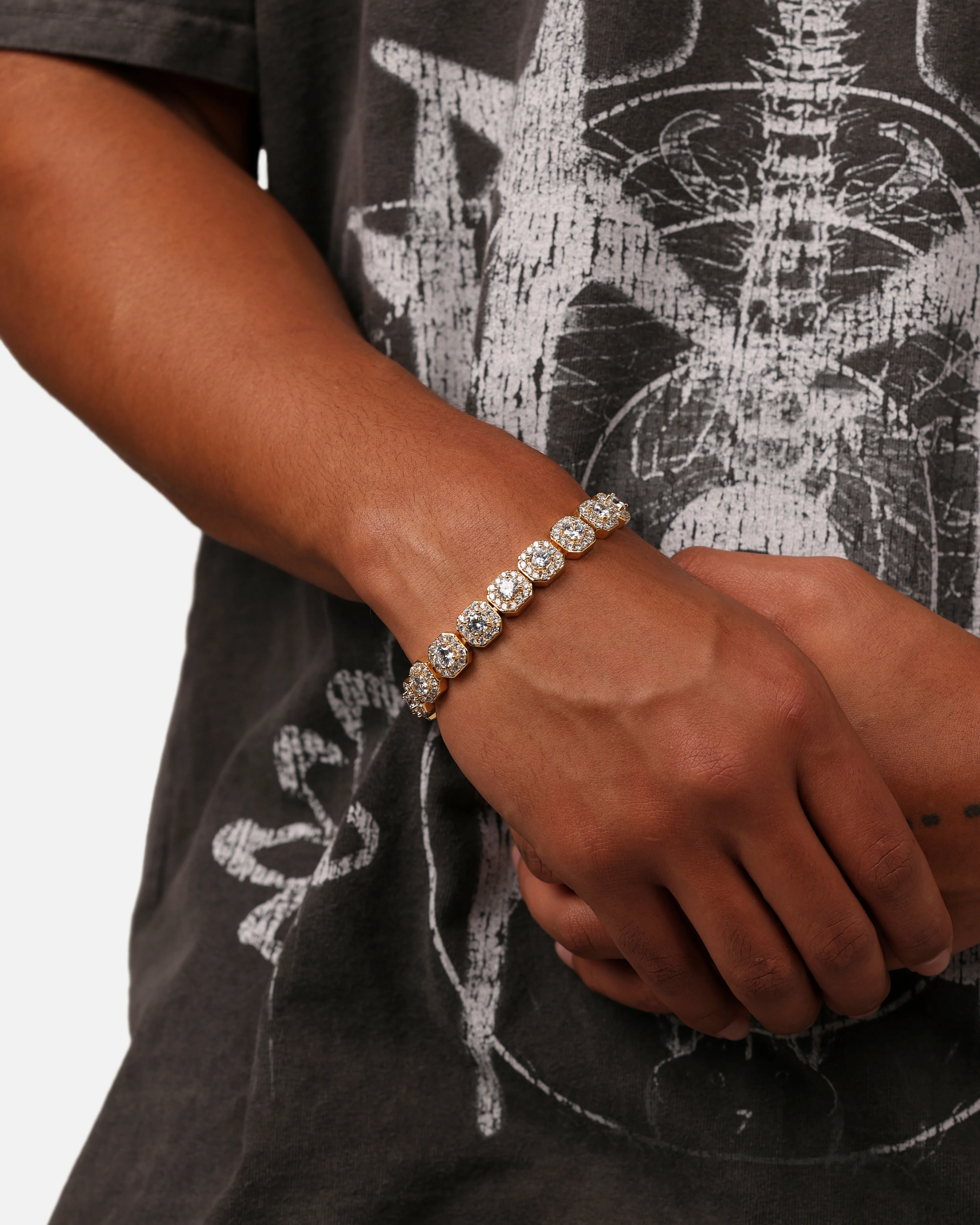 NXS Clustered Tennis Bracelet Iced Gold