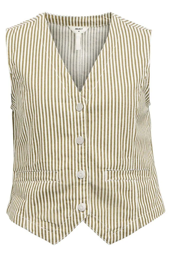 Object Mollie Cloud Dancer Striped Waistcoat