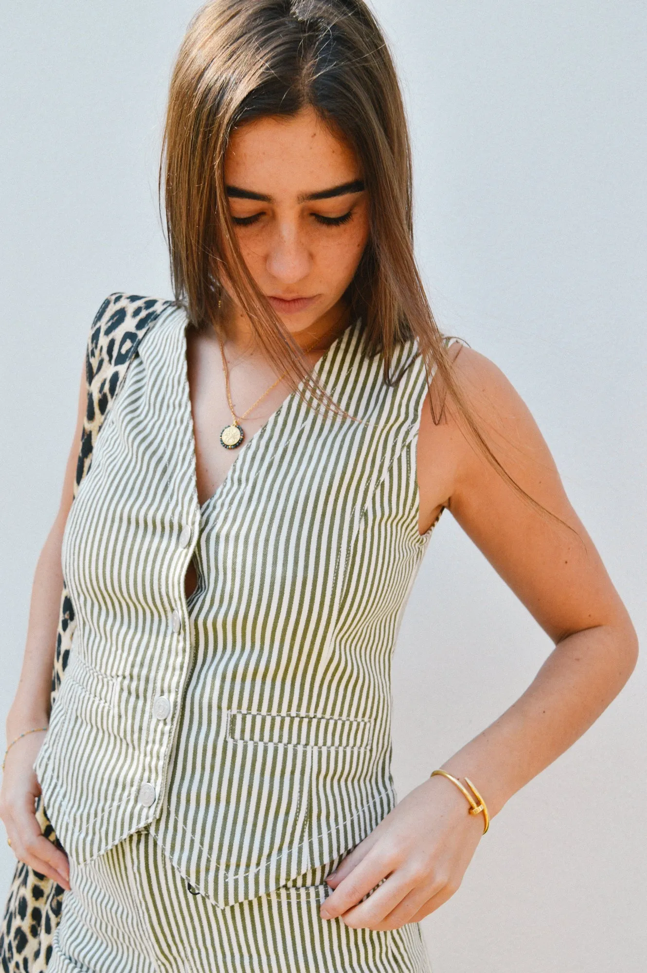 Object Mollie Cloud Dancer Striped Waistcoat
