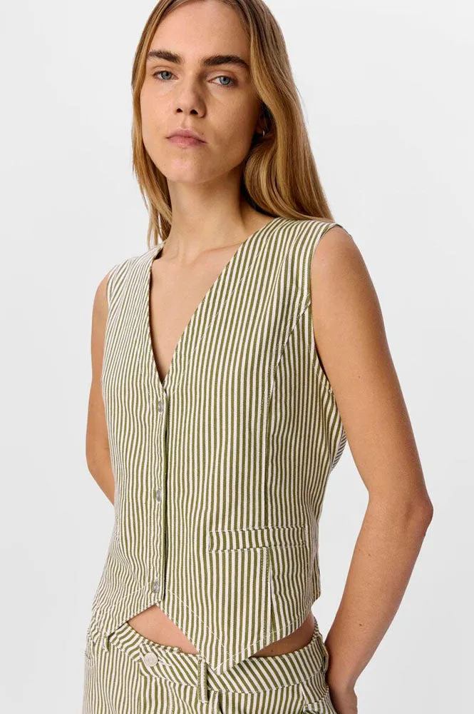 Object Mollie Cloud Dancer Striped Waistcoat