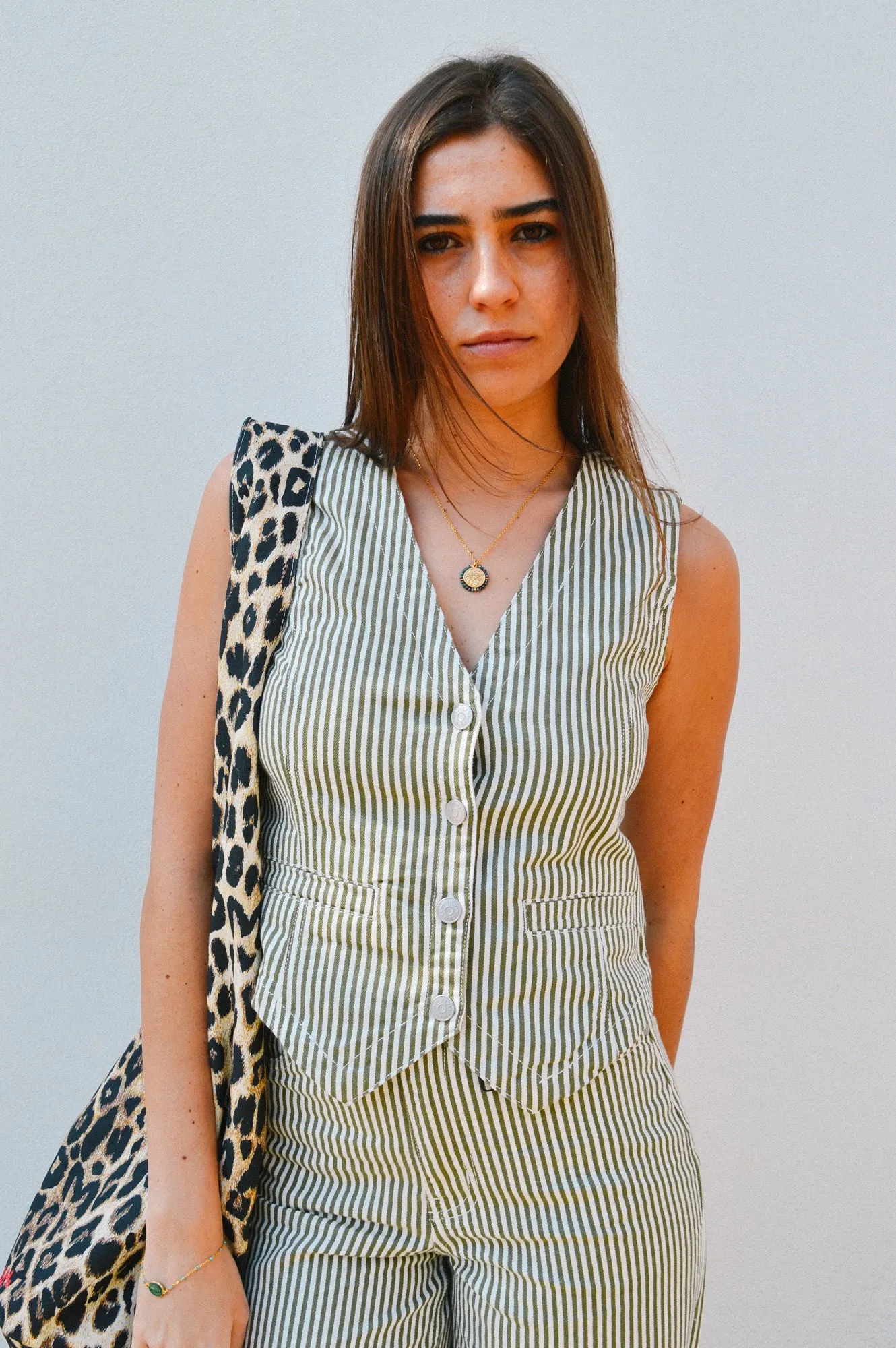 Object Mollie Cloud Dancer Striped Waistcoat