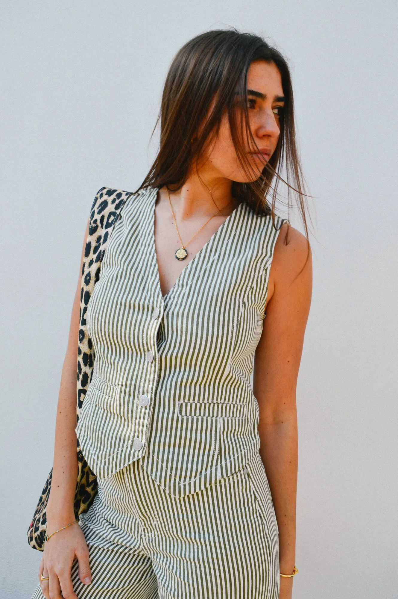 Object Mollie Cloud Dancer Striped Waistcoat